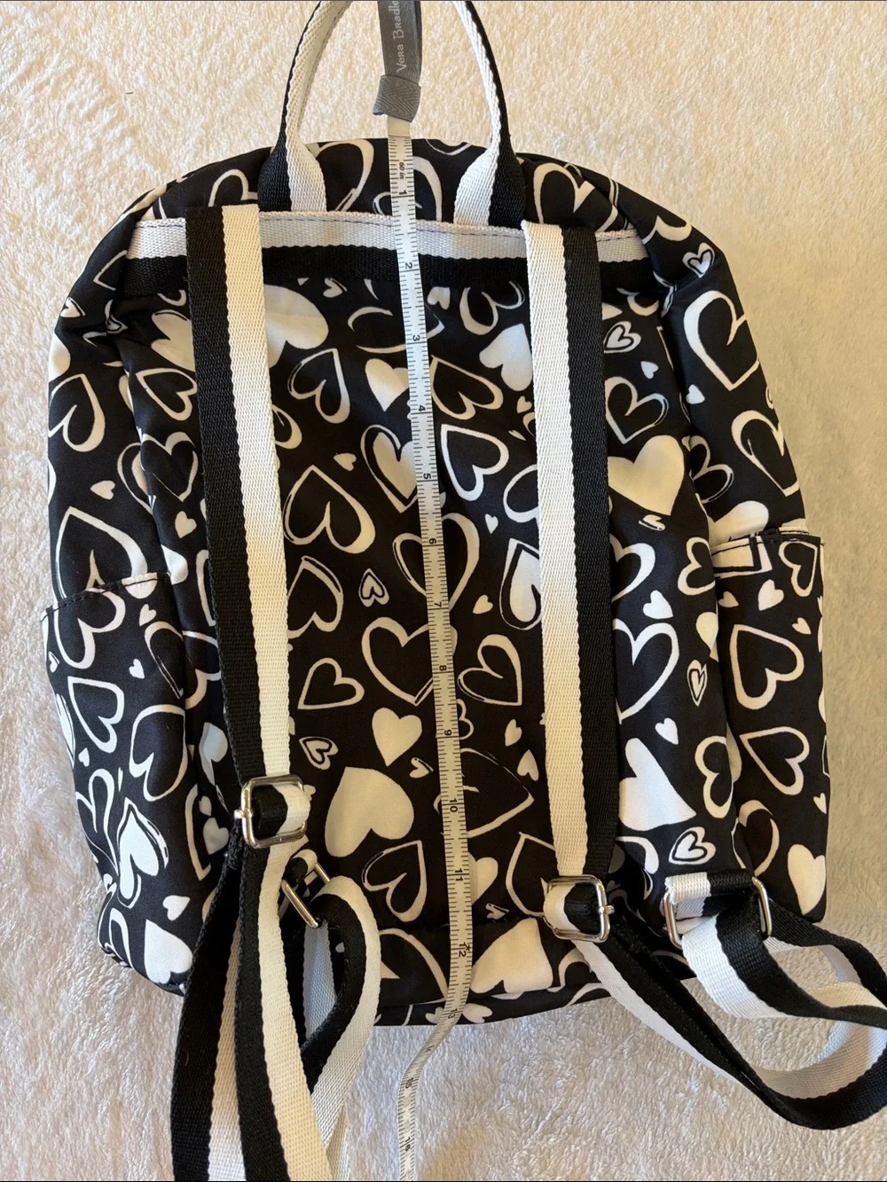 Brighton 13 inch Love Heart Print Mini Backpack - Black & White